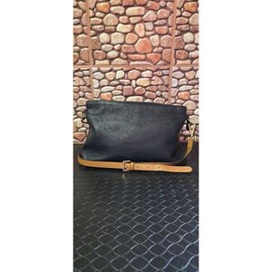 Valentina Shoulder Bag Crossbody Purse Black Pebbled Leather Made in Italy